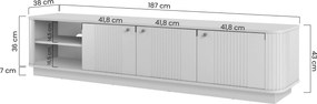 Szafka RTV Vesper 3D 187 cm na cokole - kaszmir / złote uchwyty