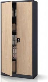 Szafa biurowa metalowa wysoka na dokumenty antracytowa/dąb sonoma, 900x1950x400 mm: JAN H Eco Design