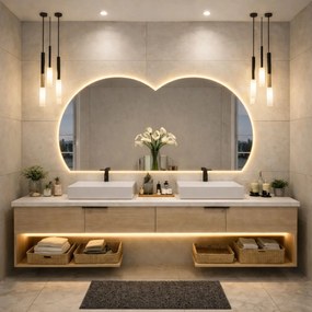 Lustro dekoracyjne z podświetleniem MOON Twin LED| Różne rozmiary | Różne kolory : Kolor tafli szkła - Srebrny, Rozmiar - 140x68