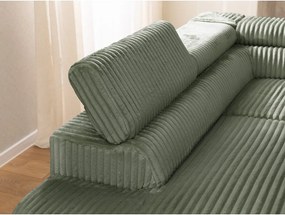 Zielony sztruksowy narożnik (lewostronny/w kształcie litery L) Marbeya – Ropez