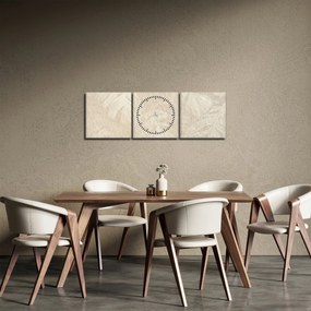 Obraz - Liście w teksturze (z zegarem) (90x30 cm)
