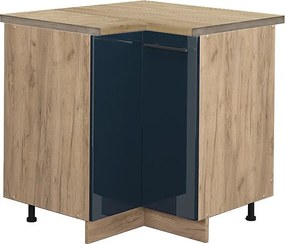 Szafka narożna ciemnoniebieski wysoki połysk 80.5x60x82 fame-line