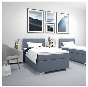Tapicerowane łóżko z materacem IDA 90x200 cm niebieskie