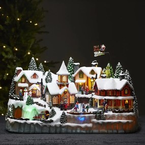 Duża wioska świąteczna LED z ruchomym pociągiem