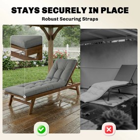 Outsunny Poduszka na Palety Zdejmowana Poduszka z Paskami Mocującymi Ogrodowa 198 x 65 x 13 cm Jasnoszary | Aosom PL