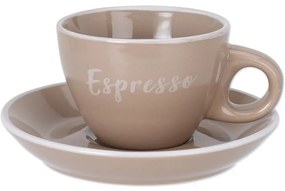 Filiżanka kamionkowa ze spodkiem Espresso, 100 ml,mocha