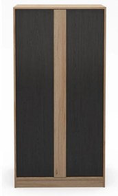 Czarno-naturalna szafa w dekorze dębu 90x180x53 cm Dennis – Marckeric