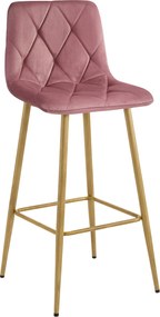 Ciemnoróżowy hoker NADO VELVET z nogami w dekorze dąb