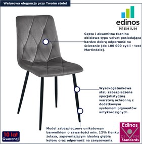 Ciemnoszare krzesło pikowane welurowe K8-L83