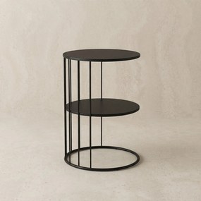 Okrągły stolik kawowy z metalu, z półką RODA, 52 cm