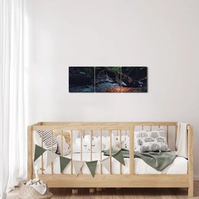 Obraz górskiej rzeki (z zegarem) (90x30 cm)