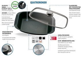 Elo 90932 Basic Naczynie do pieczenia ze szklanąpokrywką Quatrorondo 40 x 22 cm