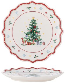 Czerwono-kremowy ceramiczny talerz do serwowania ze świątecznym motywem ø 17 cm Naive – Bloomingville