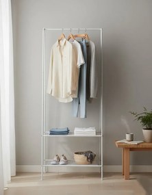 Biały metalowy stojący wieszak na ubrania A2-Z12