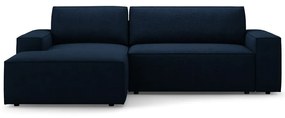 Ciemnoniebieski rozkładany narożnik z materiału bouclé (lewostronny) Jodie – Micadoni Home