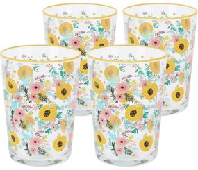 4-częściowy zestaw szklanek Flowers & Fruits 510 ml, żółty