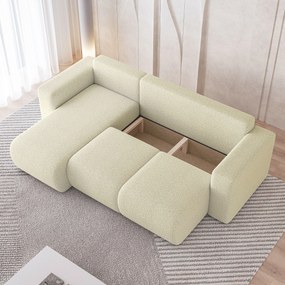 Masseno Narożnik RINOVA z funkcją spania i pojemnikiem na pościel Narozniki L, Rozkładana sofa - Kremowy, QUELLE 02
