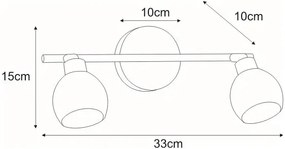Podwójny kinkiet reflektor ze szklanymi kloszami - A765-Anex
