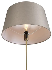 Lampa podłogowa regulowana złota/mosiądz klosz szarobrązowy 45cm - ParteWiejski/ Rustykalny / Vintage Oswietlenie wewnetrzne