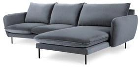 Szara narożna aksamitna sofa prawostronna Cosmopolitan Design Vienna