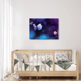 Obraz na szkle - Motyle na lawendie (70x50 cm)
