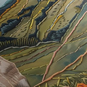 Obraz - Imitacja dzianego motywu (z zegarem) (90x30 cm)