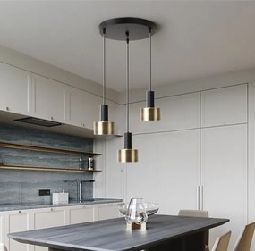 Lampa sufitowa loftowa metalowa wisząca AT26-3SZ-Black+Gold