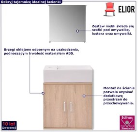 Beżowy 3-elementowy zestaw do łazienki z umywalką - Nyos 6X