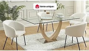 Zestaw 2 krzeseł z podłokietnikami z tkaniny bouclette i czarnego metalu - Kremowy - MORONI