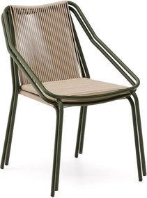 Ciemnozielono-beżowe metalowe krzesło ogrodowe Zivia – Kave Home