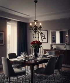 Czarny żyrandol kryształowy świecznik H6-R40