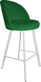 Hoker TRIX krzesło barowe tkanina Welur podstawa metalowa : Kolor nogi - Biały profil, Kolor tkaniny - VELVET - MG25, Typ siedziska - Siedzisko stałe