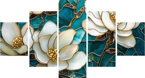Obraz - Witraż z magnolią (125x70 cm)