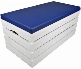 Pufa kufer skrzynia drewniana sosnowa siedzisko 80cm malowana biała