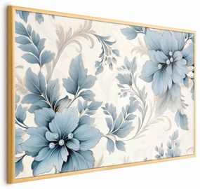 Plakat Turkusowe retro kwiaty 60x40 cm z ramą złotą bez marginesu ARTGEIST B