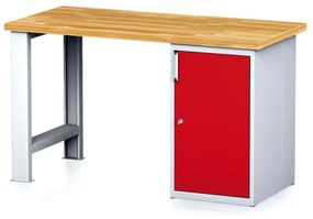Stół warsztatowy MECHANIC, 1500x685x880 mm, 1x szafka, szary/czerwony