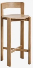 Zestaw 4 Wysokich Stołków Z Drewna Dębowego Noreli ↑75 Cm & Roble - Sklum