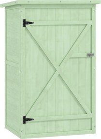 Outsunny Drewniany schowek ogrodowy z półkami, zamykanymi drzwiami, podłogą i skośnym dachem, 75 x 56 x 115 cm | Aosom PL