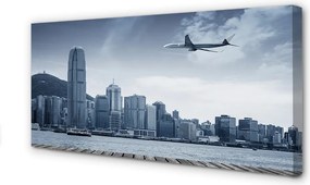 Obraz na płótnie Lot nad Chmurami i Miastem