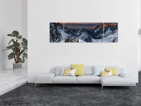 Obraz - Wschód słońca w górach (170x50 cm)