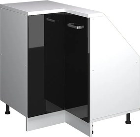 Narożna szafka kuchenna na dach skośny czarny wysoki połysk 75.6x75.6x81.6 r-line