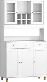 HOMCOM nowoczesny kredens witryna do salonu biała szafka na akcesoria i dzieła płyta MDF 100x40x180 cm | Aosom PL