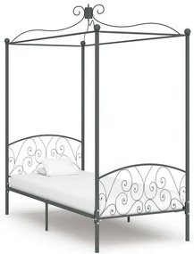 Szare metalowe łóżko z baldachimem 100x200 cm P8-A22