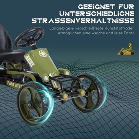 HOMCOM Gokart na pedały dla dzieci z hamulcem ręcznym zielony idealny do zabawy na podwórku | Aosom PL