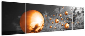 Obraz pomarańczowych abstrakcyjnych kul (170x50 cm)