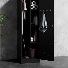 Metalowa szafa gospodarcza wąska Agnes 50x50x185 cm, czarna