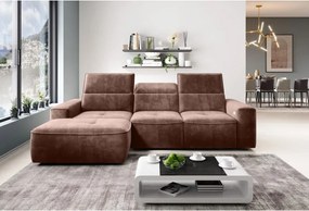 Narożnik COLOMBO Mini Lewostronny z elektryczną funkcją spania pojemnikiem PALLADIUM 08 Miedziany WERSAL