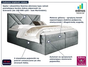 Szare łóżko kontynentalne z zagłówkiem 5 rozmiarów - Velvaro