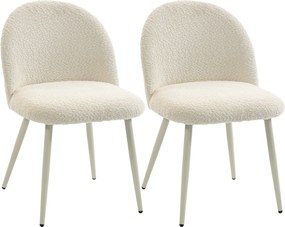 HOMCOM Krzesła do jadalni, krzesła kuchenne, miękkie tapicerowane chenille, 50,5 x 57,5 x 78,5 cm, kremowobiały | Aosom PL