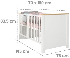 Białe łóżeczko 70x140 cm Ava – Roba